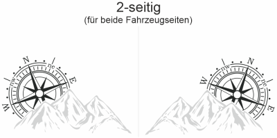 Autoaufkleber Bergkette mit Windrose