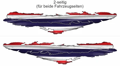 Autoaufkleber die Flagge Thailands - Ansicht zweiseitig für beide Fahrzeugseiten