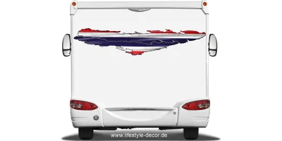 Autoaufkleber die Flagge Thailands auf dem Heck von Wohnmobil oder Wohnwagen