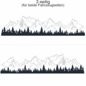 Autoaufkleber Gebirgskette mit Tannenwald