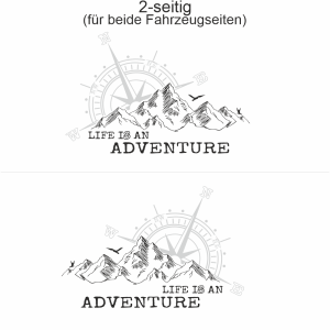 Autoaufkleber Mountains and Compass - Life is an adventure