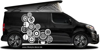 Autotattoo Retro Ornament auf dunklem Camper - Ansicht Farbauswahl