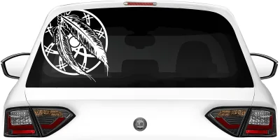 Autoaufkleber mit Traumfänger auf heller Motorhaube - Ansicht Farbauswahl