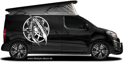 Autoaufkleber mit Traumfänger auf dunklem Camper - Ansicht Farbauswahl