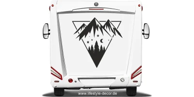 Camperaufkleber Sterne Mond und Berge