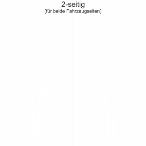 Autosticker Palmwedel - Ansicht zweiseitig für beide Fahrzeugseiten und Farbauswahl