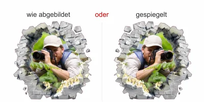 Eigenes Foto als Autofolie Loch in der Wand - Ansicht Ausrichtung