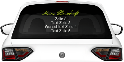 Fahrzeugbeschriftung Textblock | 03 auf Heckscheibe