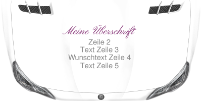 Fahrzeugbeschriftung Textblock | 03 auf Motorhaube