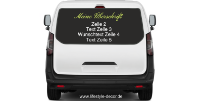Fahrzeugbeschriftung Adressblock | 03 auf Heck von Transporter