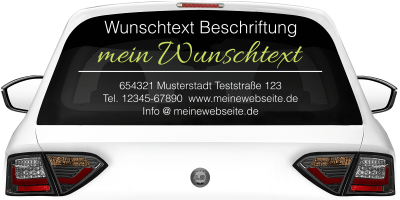 Fahrzeugbeschriftung Textblock | 04a auf Heckscheibe