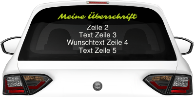 Fahrzeugbeschriftung Textblock | 08 auf Heckscheibe