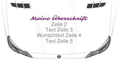 Fahrzeugbeschriftung Textblock | 08 auf Motorhaube