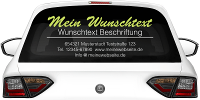 Fahrzeugbeschriftung Textblock | 09a auf Heckscheibe