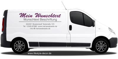 Fahrzeugbeschriftung Adressblock | 09a auf weißem Transporter