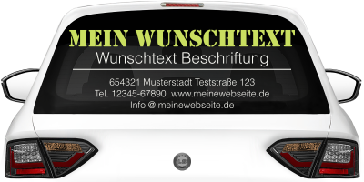 Fahrzeugbeschriftung Textblock | 15a auf Heckscheibe