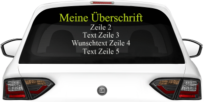 Fahrzeugbeschriftung Textblock | 20 auf Heckscheibe