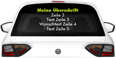 Fahrzeugbeschriftung Textblock | 24 auf Heckscheibe