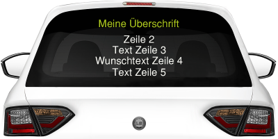Fahrzeugbeschriftung Textblock | 26 auf Heckscheibe