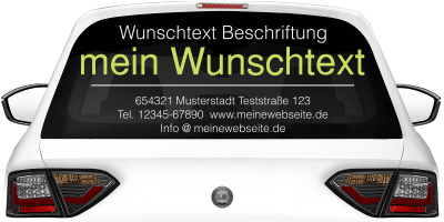 Fahrzeugbeschriftung Textblock | 26a auf Heckscheibe