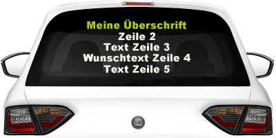 Fahrzeugbeschriftung Textblock | 27 auf Heckscheibe