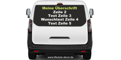 Fahrzeugbeschriftung Adressblock | 27 auf Heck von Transporter