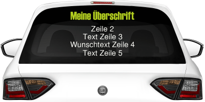 Fahrzeugbeschriftung Textblock | 28 auf Heckscheibe