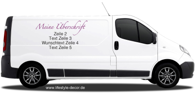 Fahrzeugwerbung Adresse 01 auf weißem Transporter