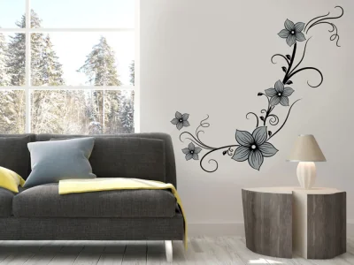 Buntes Wandtattoo mit Blumenwind Ornament