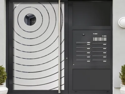 Fensterbanner Kreismotiv auf Haustür