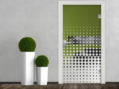 Exclusive Fensterfolie mit Form aus Kreisen auf Glastür