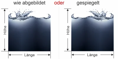 Milchglas Fensterfolie mit Splash - Ansicht Ausrichtung