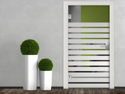 Fensterfolie Streifen 10/3 auf Glastür