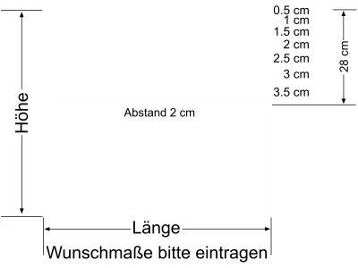 Fensterfolie Streifen Verlauf 28/2 - Ansicht Farbauswahl und Anleitung zur Größenberechnung