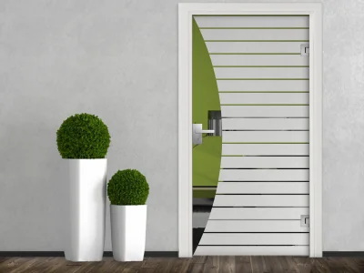 Fensterfolie Streifenbogen auf Glastür