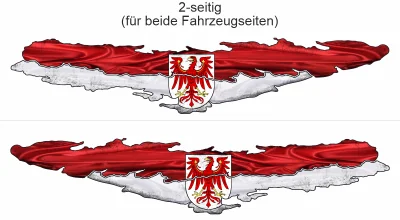 Autoaufkleber Flagge von Brandenburg - Ansicht zweiseitig für beide Fahrzeugseiten