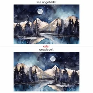 Fotofolie Mondschein Aquarell (3 Varianten)