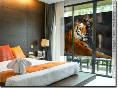 Fotofolie für Fenster mit Tiger Motiv