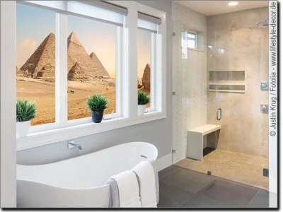 Fotofolie der Pyramiden in Ägypten als Sichtschutz für das Badezimmer