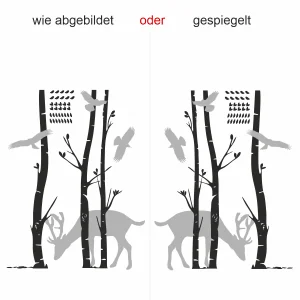 XXL Wald mit Tieren als Garderobensticker für die Wand - Ansicht Ausrichtung