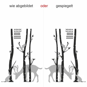 XXL Wald mit Tieren als Garderobensticker für die Wand - Ansicht Ausrichtung