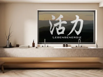 Glas Aufkleber Chinesisches Zeichen Lebensenergie