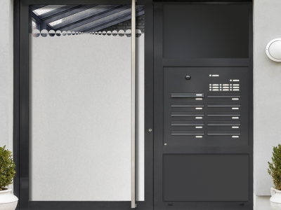 Glasbanner Kreisdecor als Sichtschutz für Ihre Räume auf Haustür