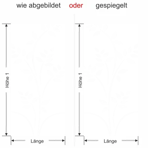 Sichtschutzaufkleber für Fenster mit Pflanzenmotiv - Ansicht Ausrichtung und Farbauswahl