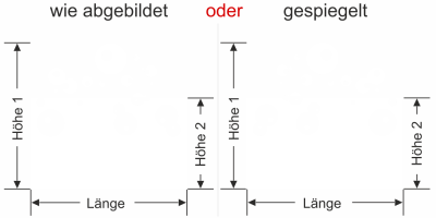 Glasbanner Wasserblasen - Ansicht Ausrichtung mit Farbauswahl und Anleitung zur Größenberechnung - Vorschlag 1