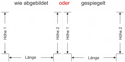 Glasbanner Wasserblasen - Ansicht Ausrichtung mit Farbauswahl und Anleitung zur Größenberechnung - Vorschlag 2