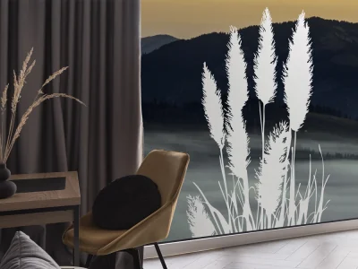 glas aufkleber pampasgras