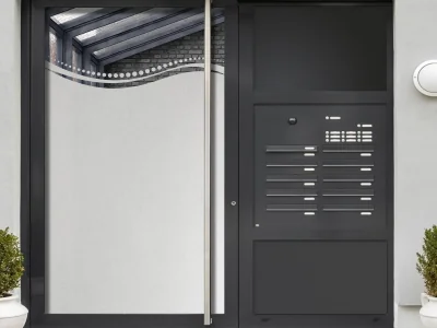 Blickdichte Folie für Glas mit Welle und Kreisen auf Haustür