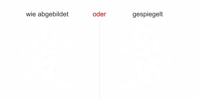 Glasdesign Chinesisches Zeichen Liebe - Ansicht Ausrichtung mit Farbauswahl