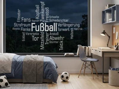 Aufkleber Glas Wortwolke Fußball
